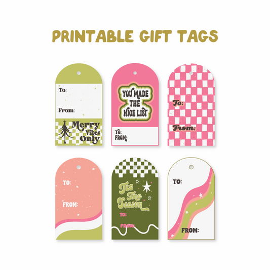 Printable Christmas Gift Tag - Pink