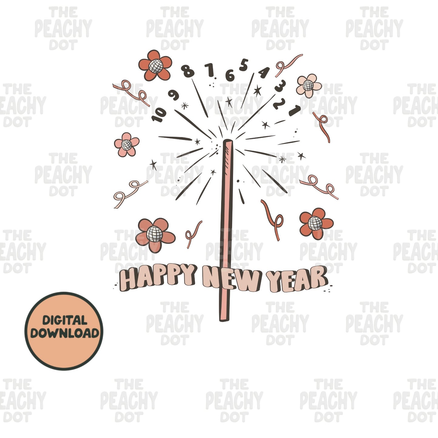 Happy New Year Disco Daisy Png Svg
