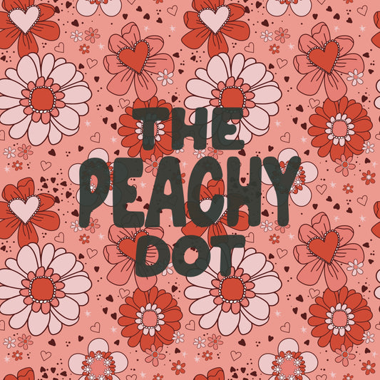 Floral Hearts Pattern - Peach