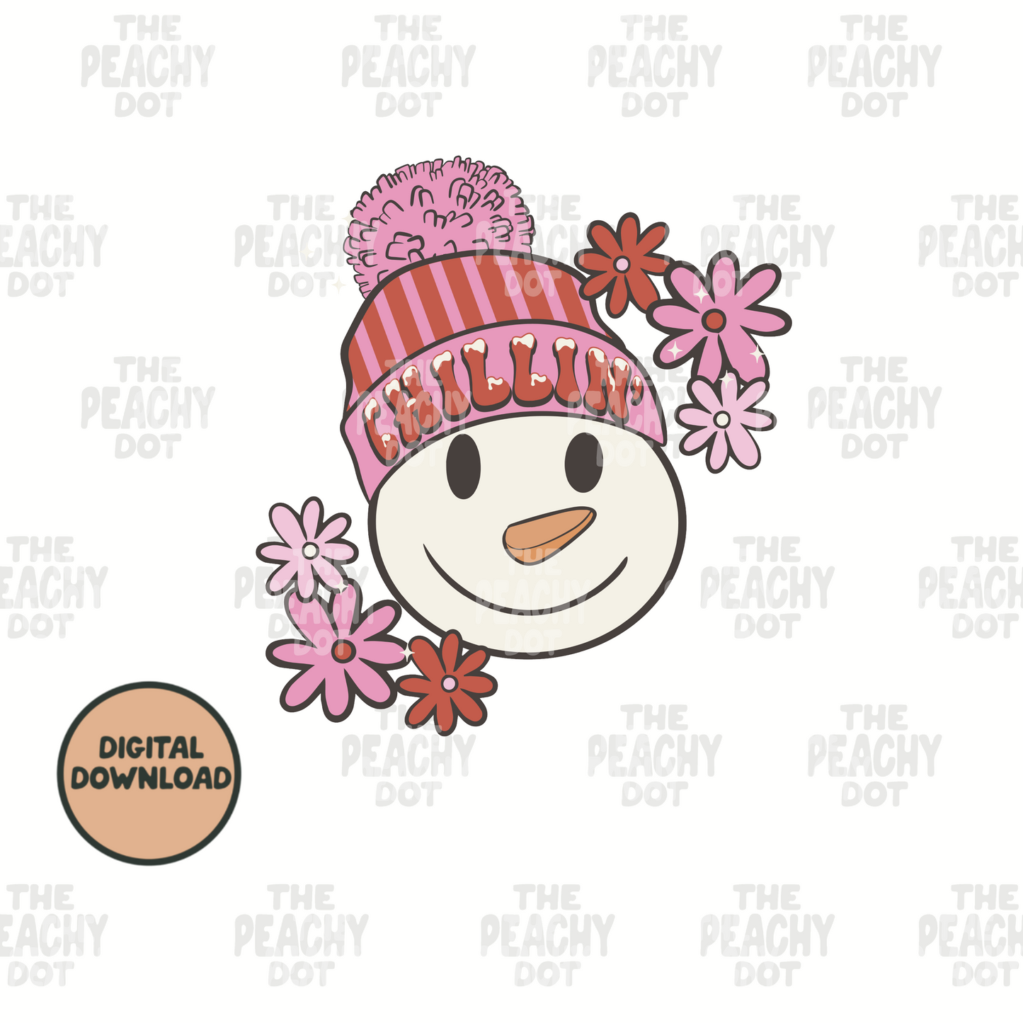 Pink Groovy Snowman Png